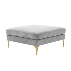 TOV Furniture Serena Gray Velvet Ottoman