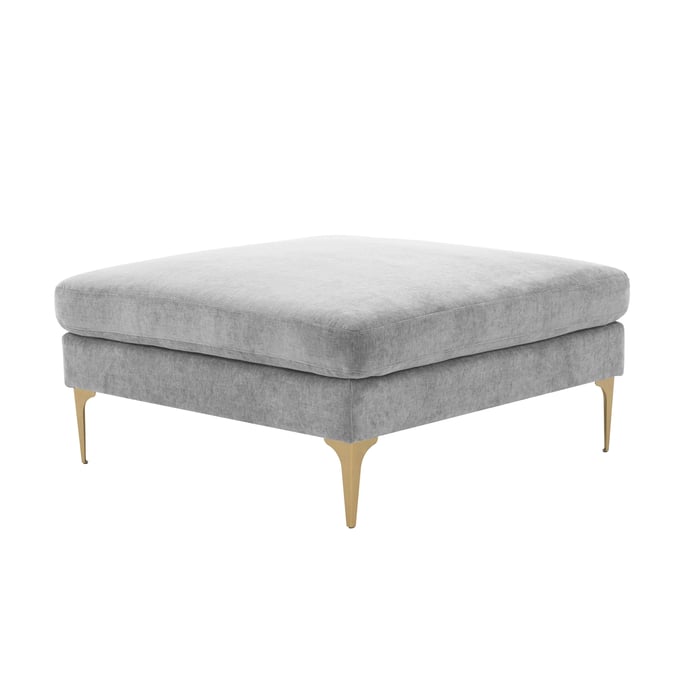 TOV Furniture Serena Gray Velvet Ottoman REN-L05131