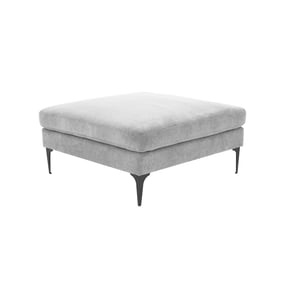 TOV Furniture Serena Gray Velvet Ottoman with Black Legs