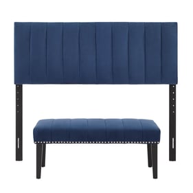 Home Meridian Blue Full Queen Headboard and Bench Set