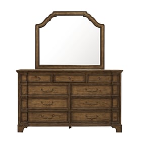 Pulaski Revival Row Brown 9 Drawers Dresser and Mirror