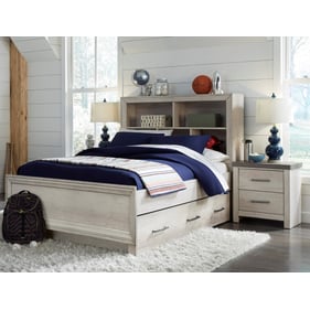 Samuel Lawrence Riverwood Whitewash 2pc Bedroom Set With Full Bookcase Trun...