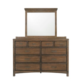 Samuel Lawrence Seneca Brown 10 Drawers Dresser and Mirror