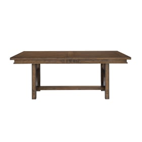 Samuel Lawrence Seneca Brown Trestle Dining Table with 18 Inch Leaf