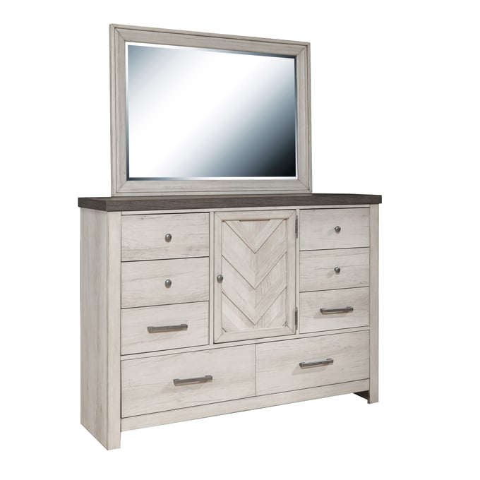 Samuel Lawrence Riverwood Gray Bureau Dresser and Mirror RH-S466-BR-K6