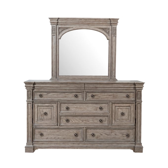 Pulaski Kingsbury Brown Dresser and Mirror RH-P167-BR-K7