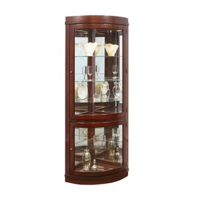 Pulaski PFC Brown Curved Shelf Corner Curio Cabinet