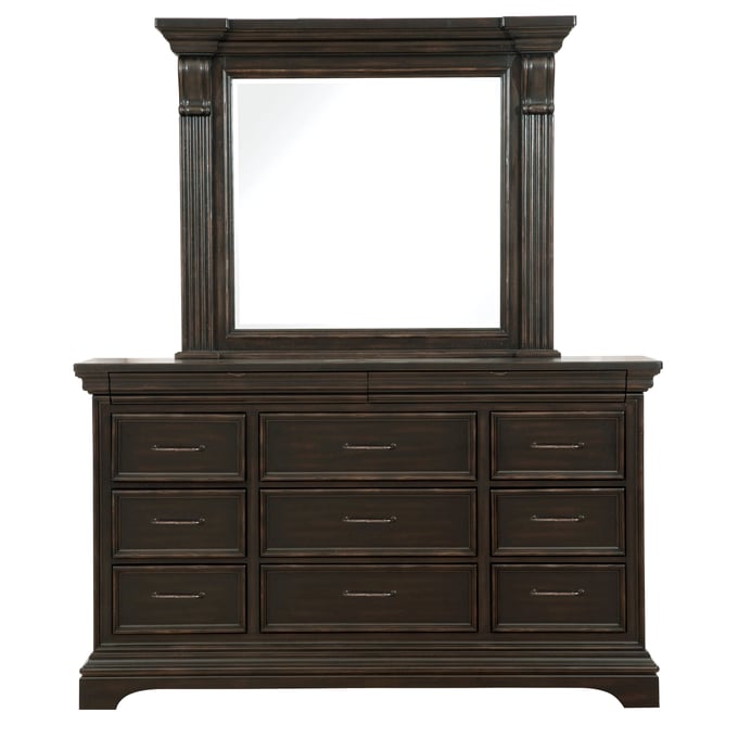 Pulaski Caldwell Brown Dresser and Mirror RH-P012-BR-K7