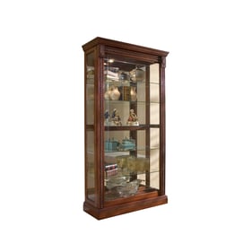 Pulaski PFC Brown Lighted Sliding Door 5 Shelf Curio Cabinet