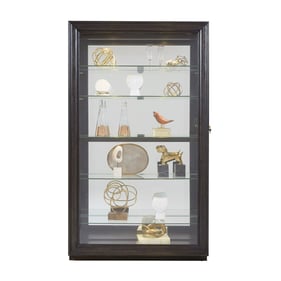 Pulaski PFC Brown Framed Sliding Door 5 Shelf Curio Cabinet