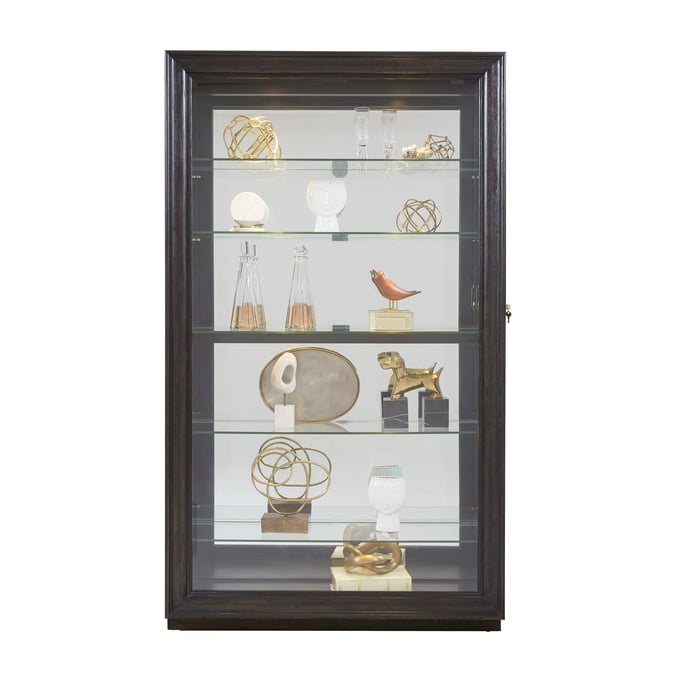 Pulaski PFC Brown Framed Sliding Door 5 Shelf Curio Cabinet RH-P021553