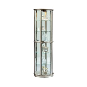 Pulaski PFC Silver Lighted Half Round 5 Shelf Curio Cabinet