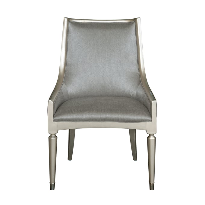 2 Pulaski Zoey Silver Upholstered Arm Chairs RH-P344271