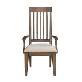 Samuel Lawrence Seneca Brown Dining Arm Chair with Upholstered Seat