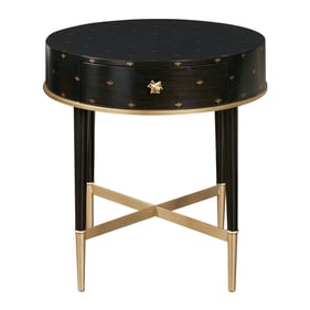 Pulaski Accents Black Soft Round Accent Table with Storage