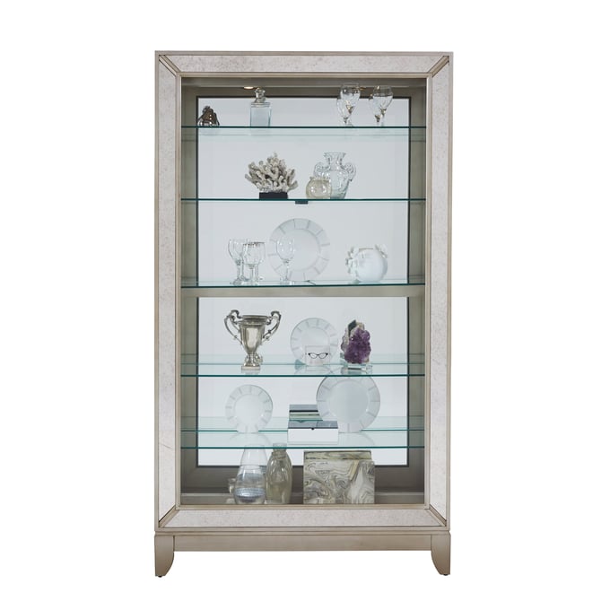 Pulaski PFC Silver Antique Style 5 Shelf Mirrored Curio Cabinet RH-21384