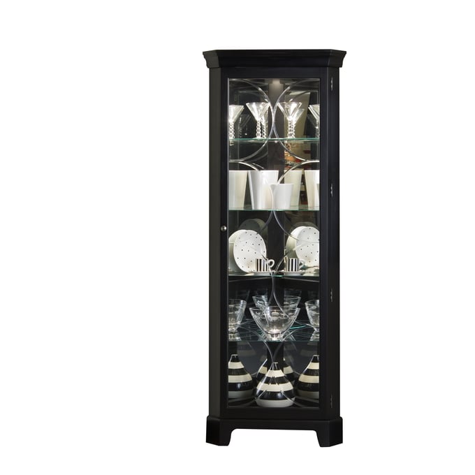 Pulaski PFC Black Lighted 4 Shelf Corner Curio Cabinet RH-21220