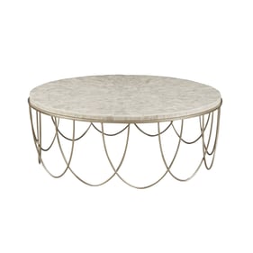 Pulaski Accents Silver Round Stone Top Cocktail Table with Decorative Metal...