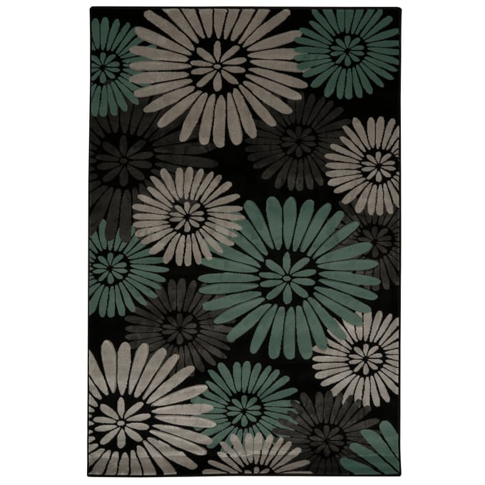 Linon Milan Perth Black And Turquoise Rug - 91x60 LN-RUG-MN1158