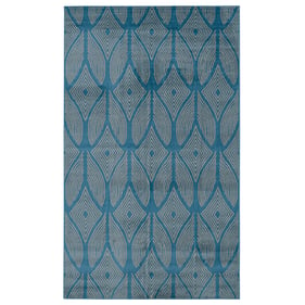 Linon Capri Henley Blue And Light Grey Rug - 111X77