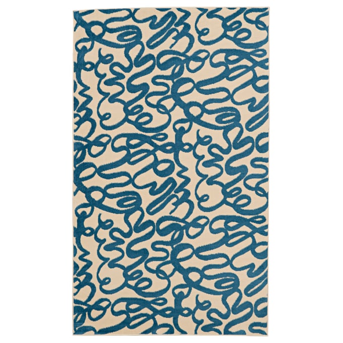 Linon Capri Sasha Cream And Blue Rug - 87X51 LN-RUGBC21757