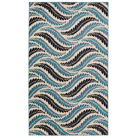 Linon Capri Bridger Bone And Blue Rug - 87X51