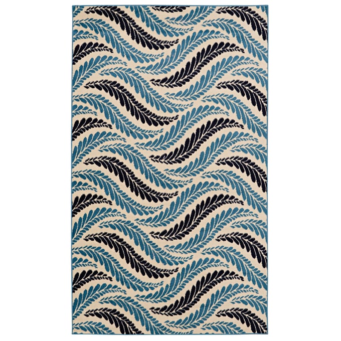 Linon Capri Bridger Bone And Blue Rug - 87X51 LN-RUGBC22057