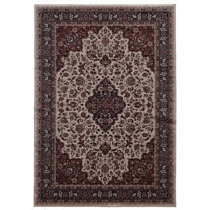 Linon Emerald Barton Cream And Rust Rug - 84x60 LN-RUGEM0157