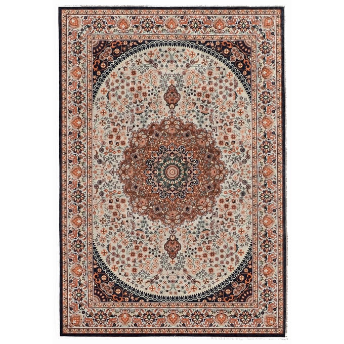 Linon Emerald Harris Cream And Copper Rug - 60x39 LN-RUGEM0235