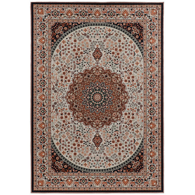 Linon Emerald Harris Cream And Copper Rug - 84x60 LN-RUGEM0257