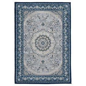 Linon Emerald Paulson Cream And Blue Rug - 60x39