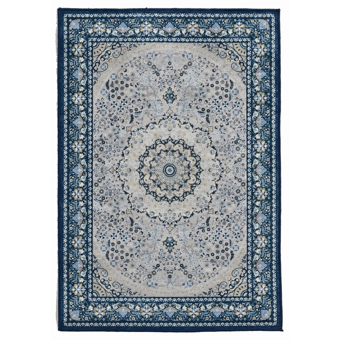 Linon Emerald Paulson Cream And Blue Rug - 60x39 LN-RUGEM0335