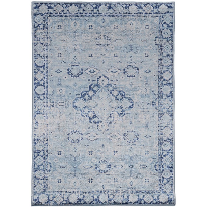 Linon Emerald Canton Blue And Ivory Rug - 38x26 LN-RUGEM1023