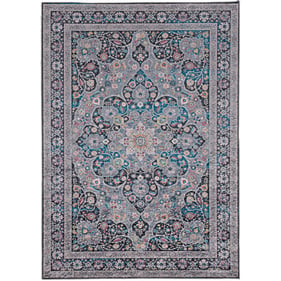 Linon Emerald Grenier Grey And Teal Rug - 115x79