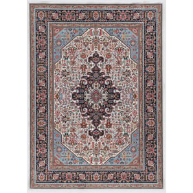 Linon Emerald Landis Ivory And Blue Rug - 38x26