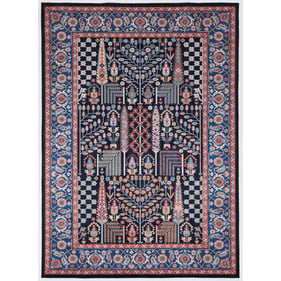 Linon Emerald Tenley Navy And Red Rug - 84x60