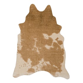 Linon Faux Cow Hide Caramel and Cream  Rug - 78x60