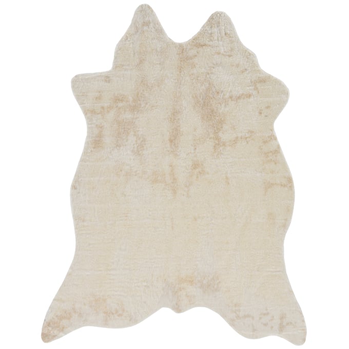 Linon Faux Cow Hide Ivory And Cream Rug - 78x60 LN-RUGFCHIVLT