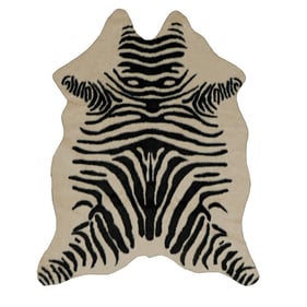 Linon Faux Cow Hide Mini Zebra Ivory And Black Rug - 60x46