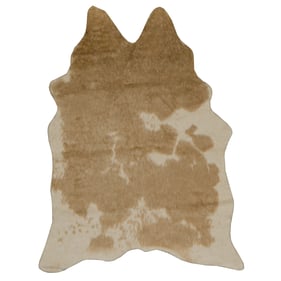 Linon Faux Cow Hide Mini Caramel and Cream Mix Rug - 60x46