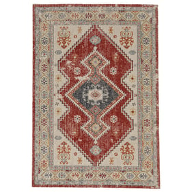 Linon Great Zero Koble Ivory And Rusty Red Rug - 60x36