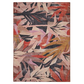 Linon Outdoor Washable Seagrove Orange And Cream Rug - 108x84