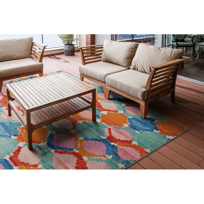 Linon Ocoee Outdoor Washable Rug Collection - Ivory/Brown - 2' x 3