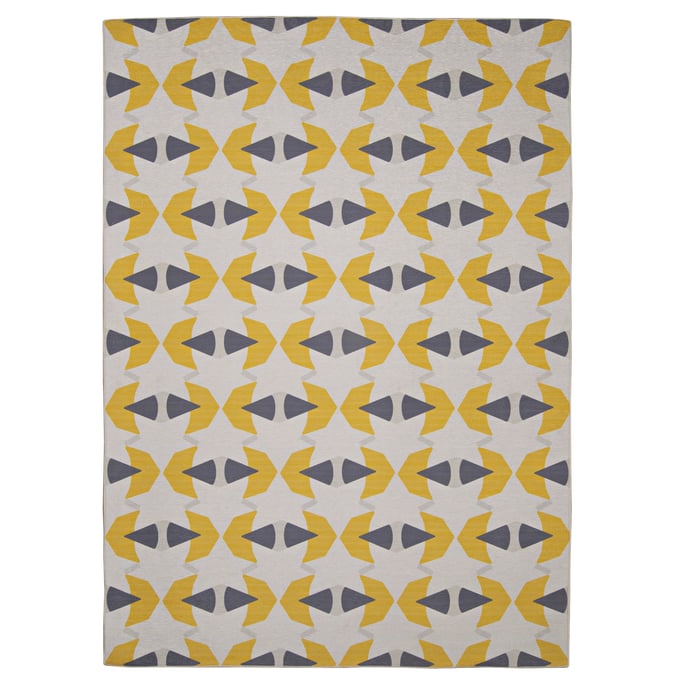 Linon Outdoor Washable Hialeah Ivory And Yellow Rug - 60x36 LN-RUGOW1435