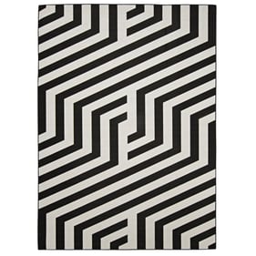 Linon Outdoor Washable Myers Ivory And Black Rug - 108x84