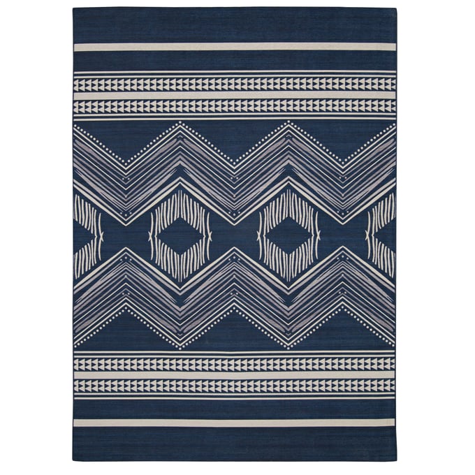 Linon Outdoor Washable Boynton Navy And Ivory Rug - 60x36 LN-RUGOW1735