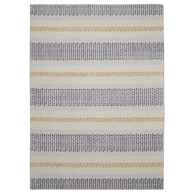 Linon Outdoor Washable Delray Ivory And Blue Rug - 60x36 LN-RUGOW1835