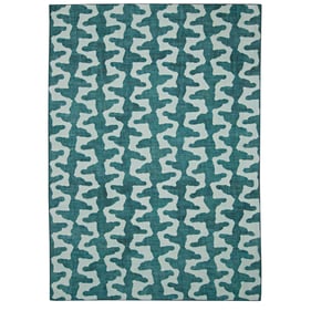 Linon Outdoor Washable Doral Aqua And Green Rug - 84x60