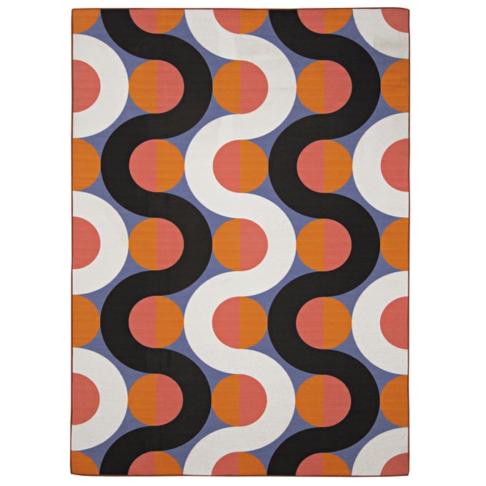 Linon Outdoor Washable Jupiter Orange And Pink Rug - 36x24 LN-RUGOW2123