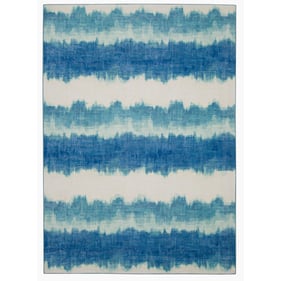 Linon Outdoor Washable Apopka Ivory And Blue Rug - 108x84